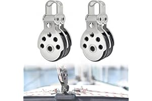 UISKEDS Marine Double Pulley Block - Stainless Steel Bearing Block for Boats, Sailboats, Kayaks, and Rope Pulling, Max Load 661 lbs, 2Pcs