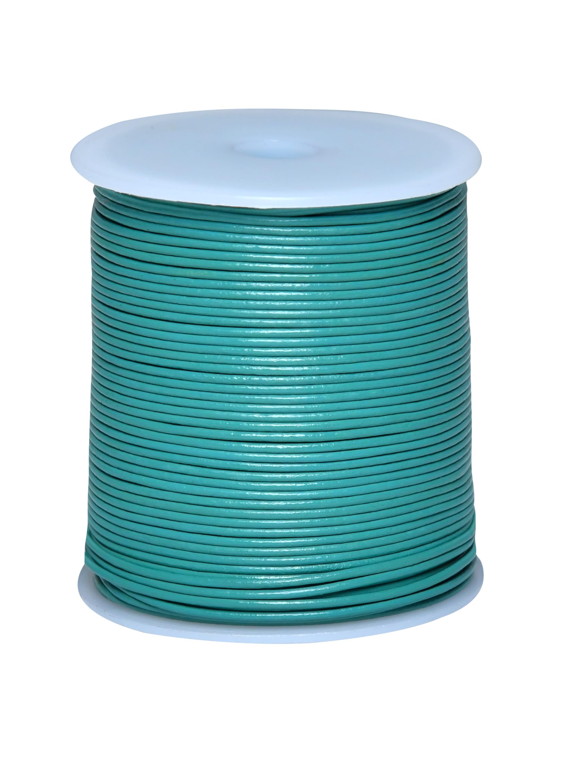 Cords Essentials Round Genuine Leather String Cord, Rope for Jewelry Making, Necklaces, Bracelets, Kumihimo Braiding, Wraps, Crafts and Hobby Projects (Turquoise, 1.5 MM) — image 1