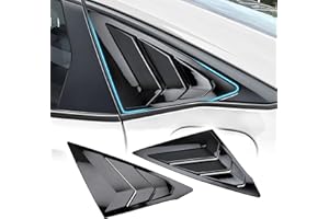 Alicatong Rear Side Window Louvers for 11th Gen Civic Sedan Compatible with Honda Civic 2022-2025 Exterior Accessories Air Vent Window Scoop Shades Blinds Cover (Bright Black)