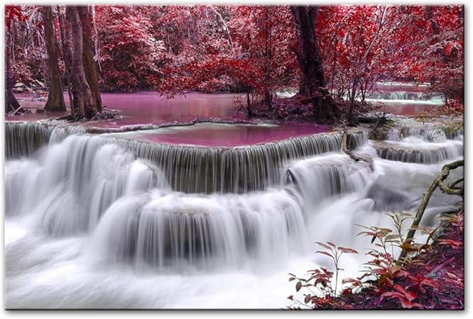 Cqzk Paisajes Cascadas Pinturas sobre Lienzo Paisaje Realista Lienzos