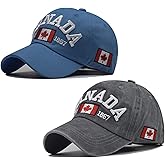 Malaxlx 2 Pcs Canada Baseball Cap for Men Women, Canada Day Maple Leaf Flag Dad Hat Golf Cap Sport Outdoor Fitted Plain Cap