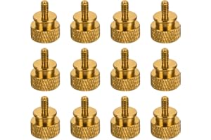 MECCANIXITY 12pcs UNC6-32x6.5mm Knurled Thumb Screw Computer Case Threaded Hand Tighten Screws Aluminum Alloy for PC Case, Go