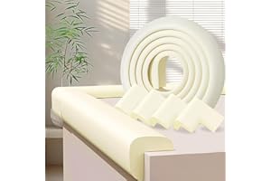 ZOMPAGO Furniture Edge and Corner Guards, 2m Soft Foam Bumper (4.5cm Wide x 1.2cm Thick) with 4 Adhesive Childsafe Corners, W