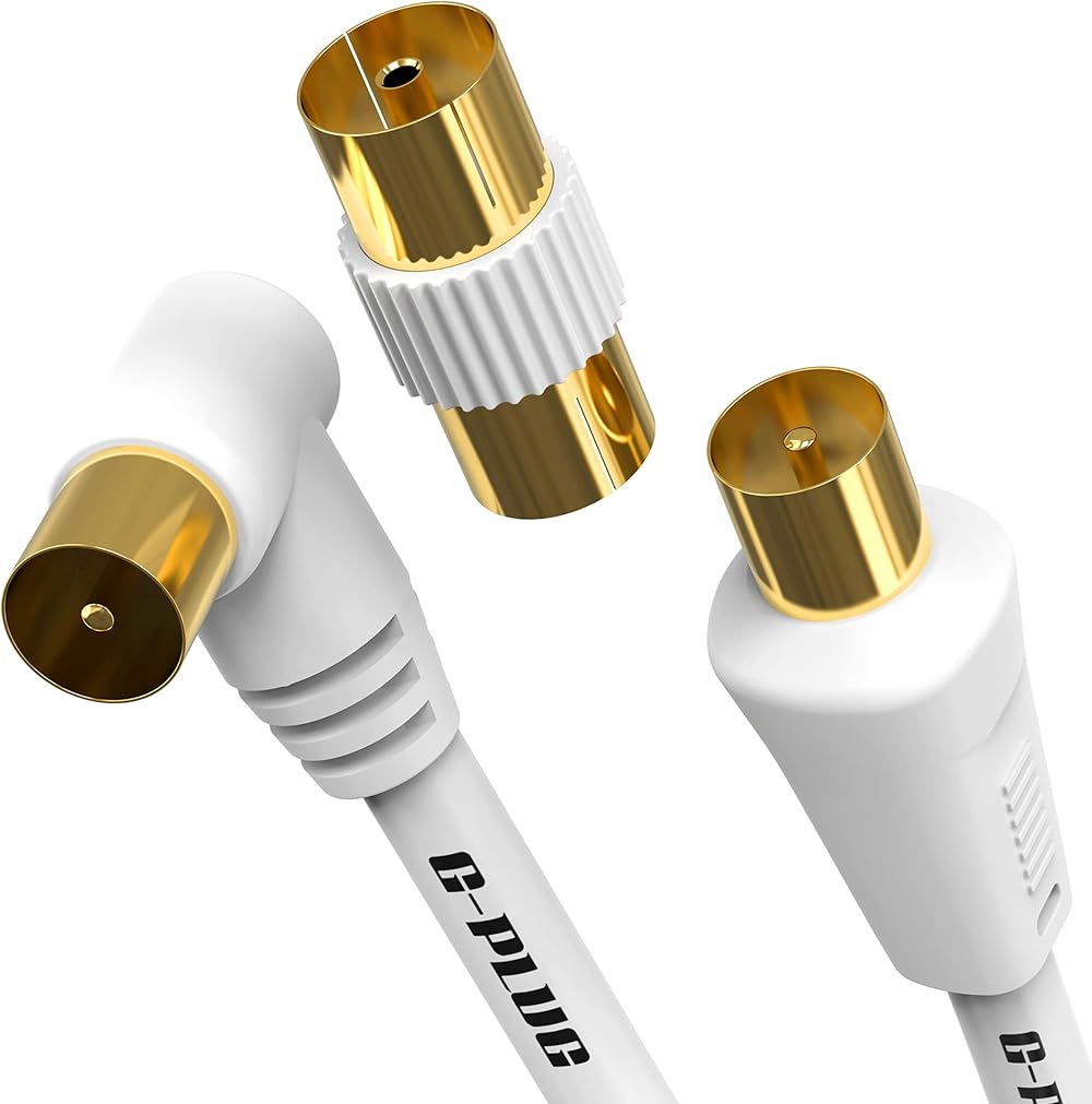 G-PLUG 5m TV Aerial Cable 90° Plug Coaxial Gold Plated Adapter Extender