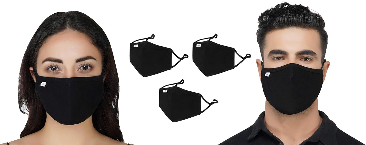 3 Pc, 2 layer Cotton Face Masks Washable Reusable, Breathable, EROSPLUS