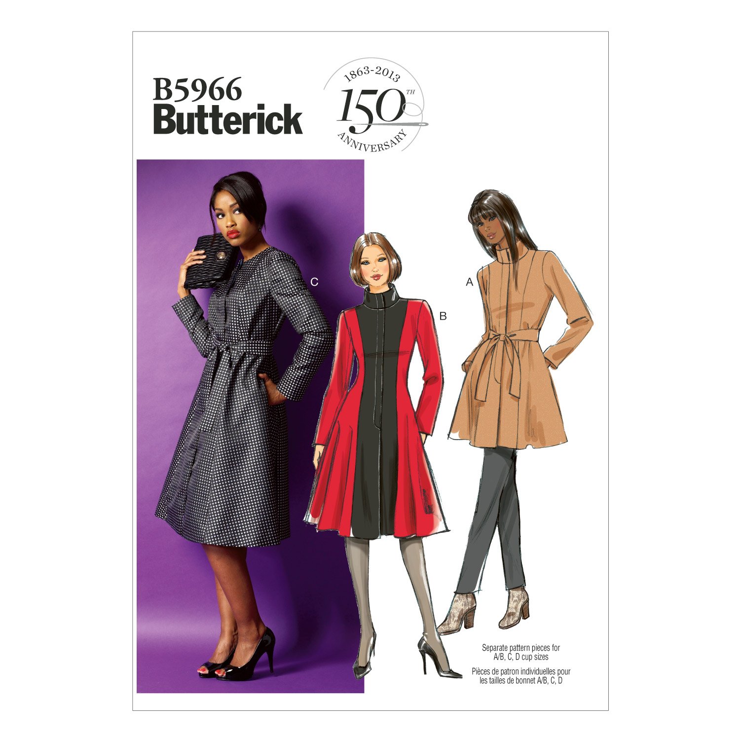 Butterick Patterns B5966 B5 Misses/ Womens Jacket/ Coat and Belt, White