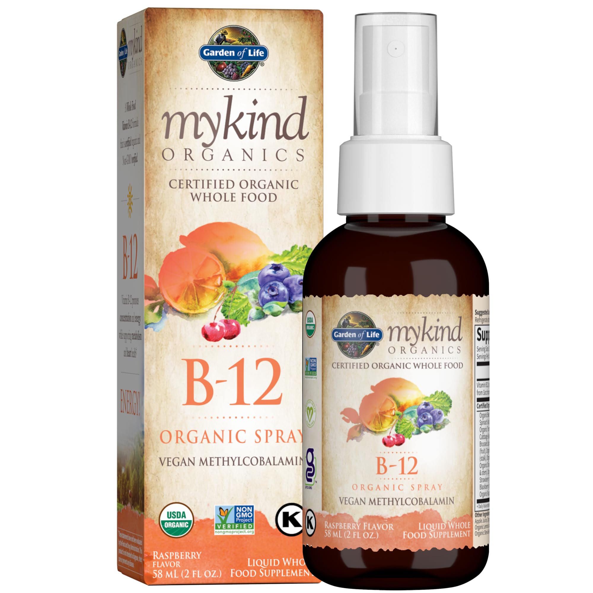 Garden of Life Organics B12 Vitamin - Whole Food B-12 for Metabolism and Energy & Vitamin D3 Liquid 1000 IU Per Spray