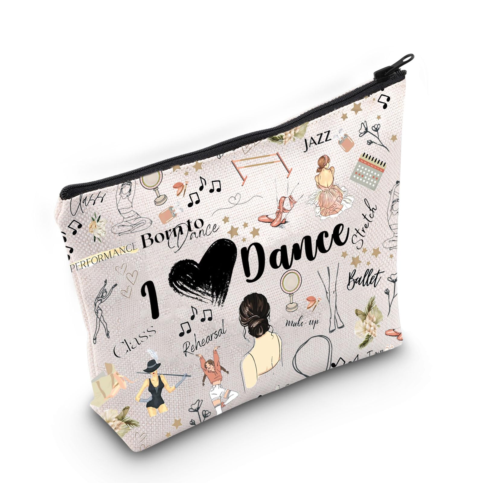 PYOUL Dancer Gift Dance Lover Makeup Bag Dancing Dance Theme Cosmetic Bag Dance S-tudent Dance Teacher Gift Zipper Travel Bag (Dance Lover Bag)