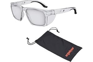 Ergodyne Skullerz SIXTEN Safety Glasses with Side Shields, Anti Fog + Anti Scratch, ANSI z87.1 with Protective Microfiber Eyewear Cleaning & Storage Bag