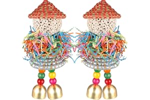 BBJINRONJY Conure Toys, Bird Toys Parrot Foraging Shredder Hanging Toys Sola Balls with Bell for Small Parrots Parakeets Cockatiel Conures Love Birds Budgie Cage Toy (Hat Girl Big)
