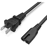 2 Prong AC Power Cord Cable Fit for Sony PS1 PS2 PlayStation 1 2, Vizio D/E/M Series HDTV, Sound Bar, Philips Sharp Sanyo Eme