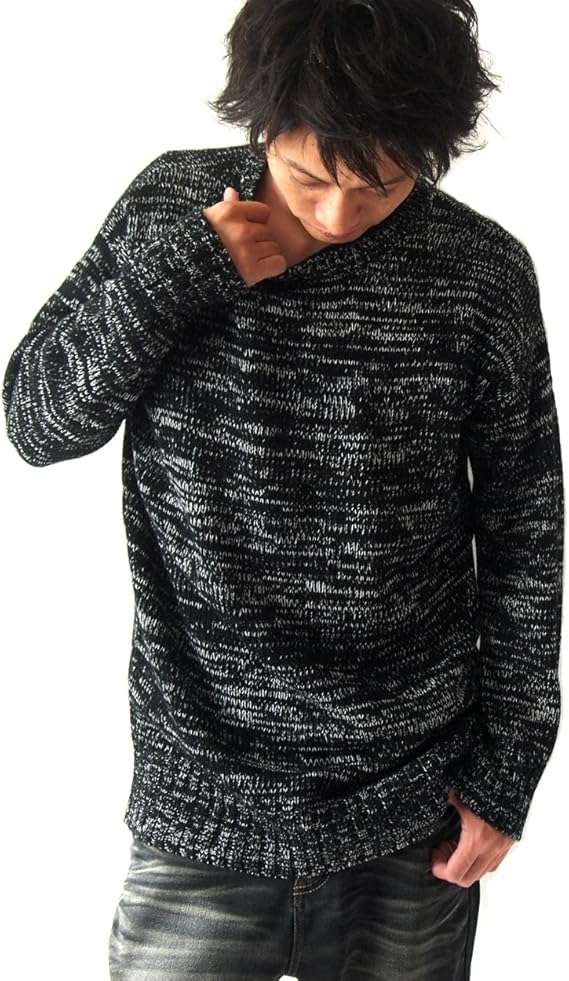 Amazon ビックシルエット メンズ ニット セーター クルーネック ロングニット 秋 冬 丸首 1007c Ra Beatjive Free Mokublack セーター 通販