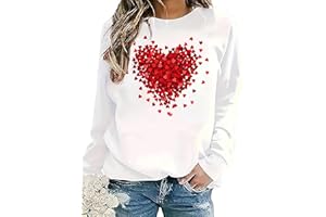 HUOVUD Valentine's Day Sweatshirt Women Funny Love Heart Graphic Valentines Shirt Casual Valentines Long Sleeve Pullover Top