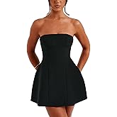 LuFeng Women's Sexy Strapless Backless Tube Top Bodycon Dress Sleeveless Cute A Line Mini Dresses