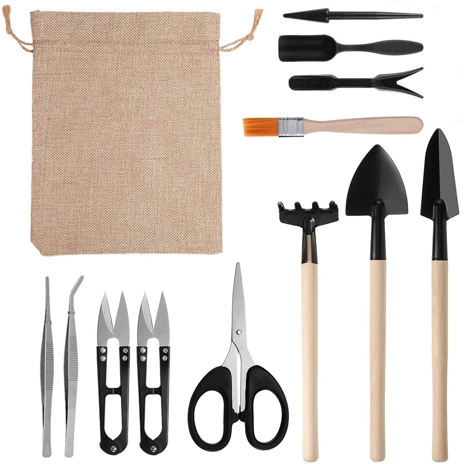 RoseFlower12 Pcs Mini Gardening Tools Set, Plants Care Tools Kit, Bonsai Mini Hand Transplanting Succulent Tools, Indoor Terrarium Tool Accessories, Garden Plant Care Tool Kit, Gardening Accessories