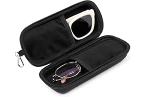 Tangoner Double Eyeglasses Case Hard Shell Dual Sunglasses Organizer with Zipper Closure Travel Eyewear Storage for Vehicle