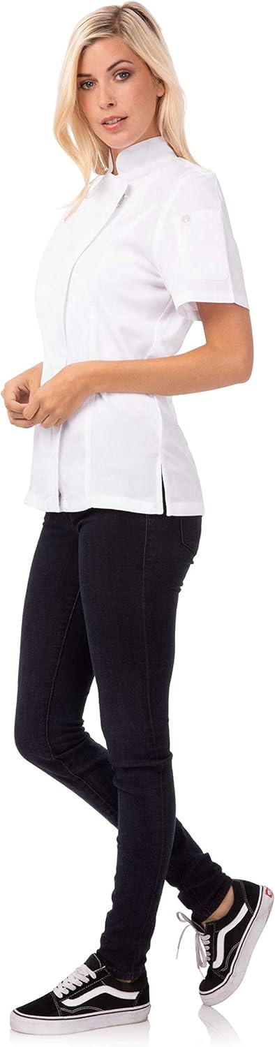Chef Works Women's Springfield Chef Coat, White, Small: Clothing