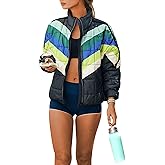 KGGT Women's Puffer Quilted Jackets Lightweight Padded Coat Long Sleeve Zip Up Outerwear with Pockets