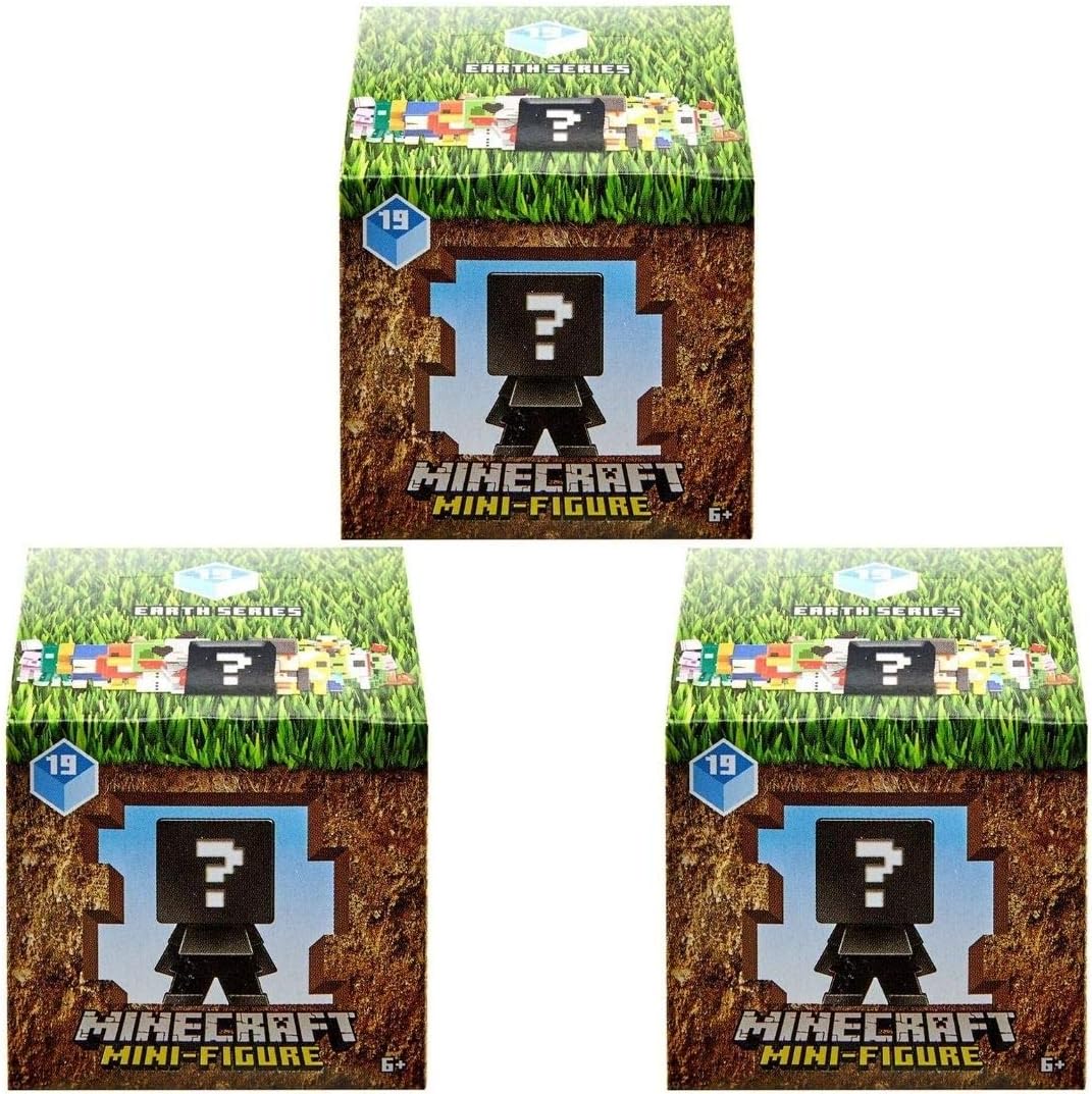 Amazon Com Minecraft Earth Series 19 Mini Figure Mystery Pack Bundle Of 3 Packs Toys Games