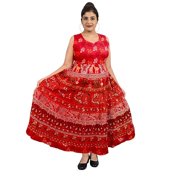 Women's Cotton Long Maxi Ethnic Night Wear Maternity Nighty with Sleeves Inside