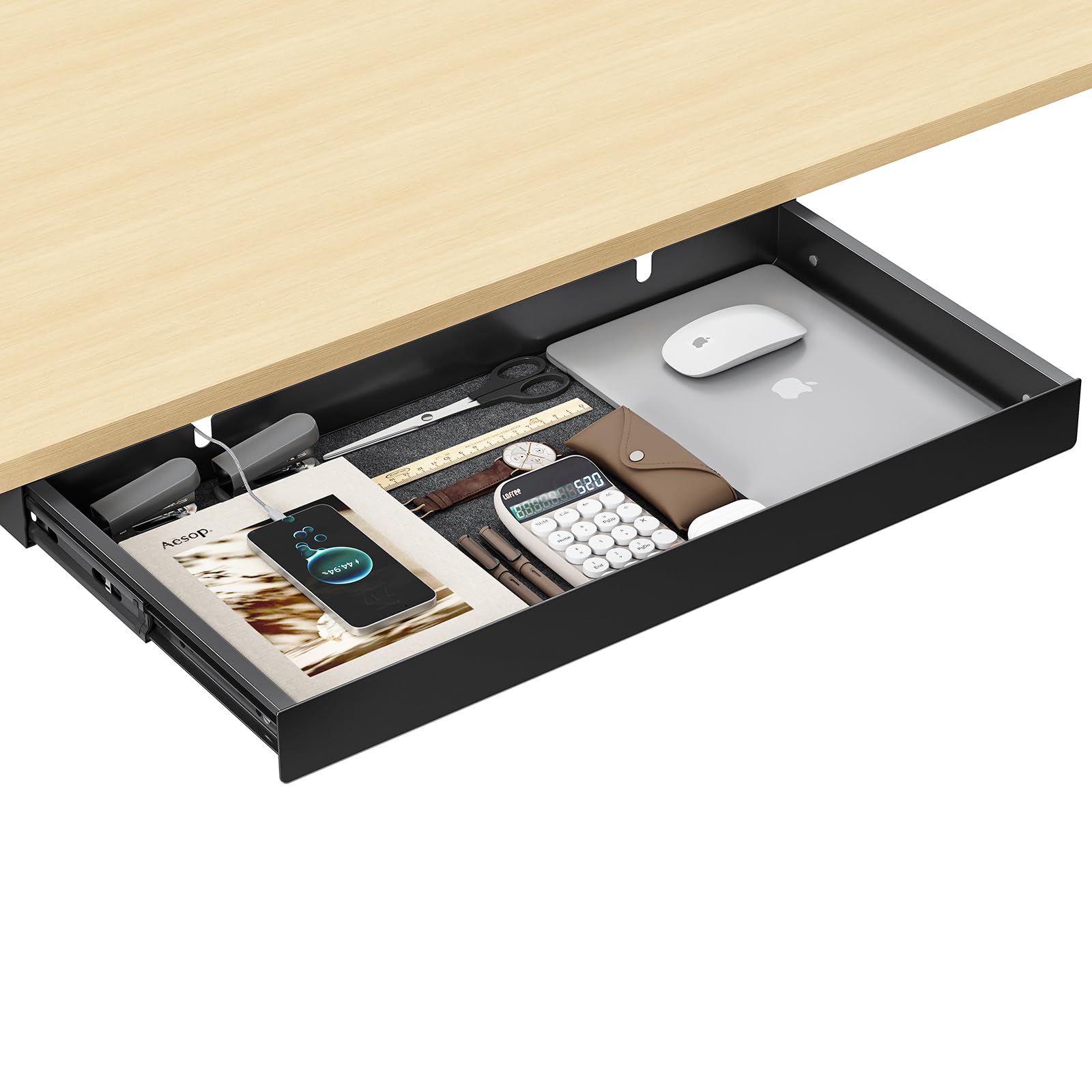 Photo 1 of ***FACTORY SEALED***ERGO COLLECT 20.1 inch Under Desk Drawer, Pull-Out Storage Organizer with Full Extension Ball-Bearing Slides, Carbon Steel Undermount Drawer for Home Office Standing Desk, Black