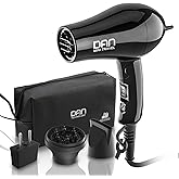 Dan Technology Compact Hair Dryer,Travel Hair Dryer,Portable Mini BlowDryer with Concentrator&Diffuser,HairDryer with European Plug