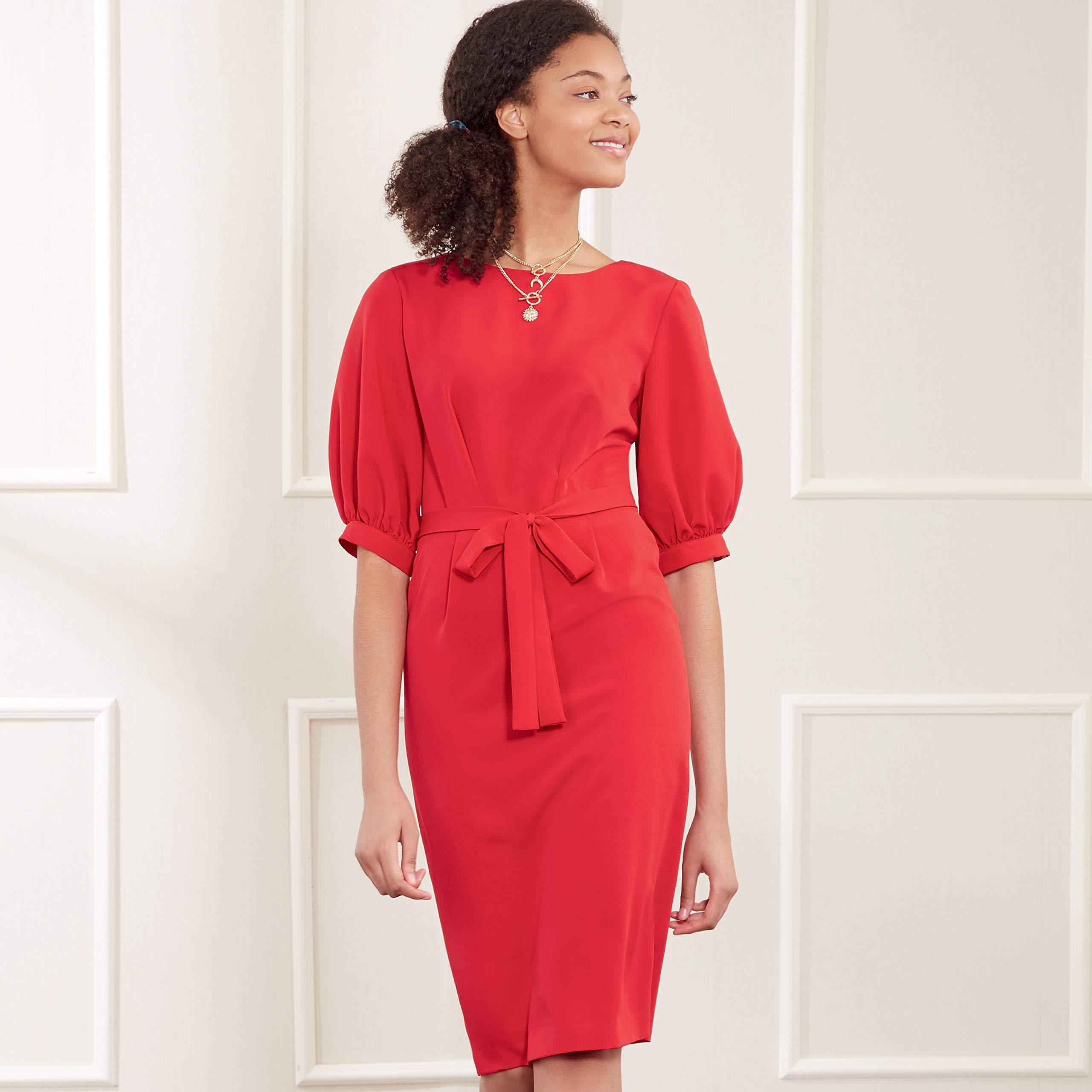 New Look UN6679A Misses Dress A (6-8-10-12-14-16-18), Spandex, White