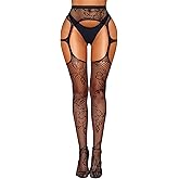 RSLOVE Women's Sexy Fishnet Stockings Thigh High Lace Garter Tights Suspender Crotchless Pantyhose