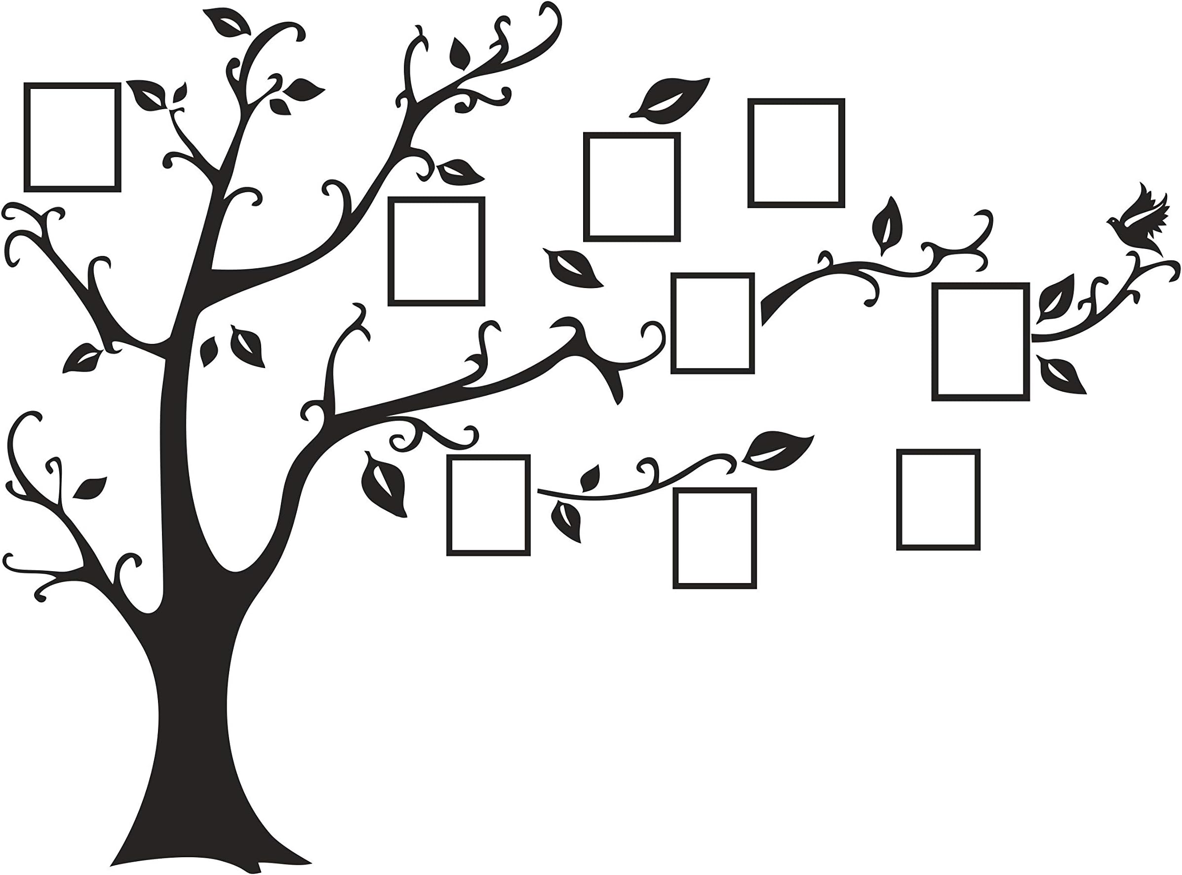 DECOR Kafe Home Decor Photo Frame Tree Wall Sticker, Wall Sticker for Bedroom, Wall Art, Wall Poster (PVC Vinyl, 50 X 35 CM)