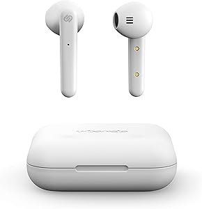 Urbanista Stockholm True Wireless Earbuds 14H Playtime Bluetooth 5.0 with Charging Case, Touch Controls & Dual Mic Earphones Compatible with Android and iOS - White