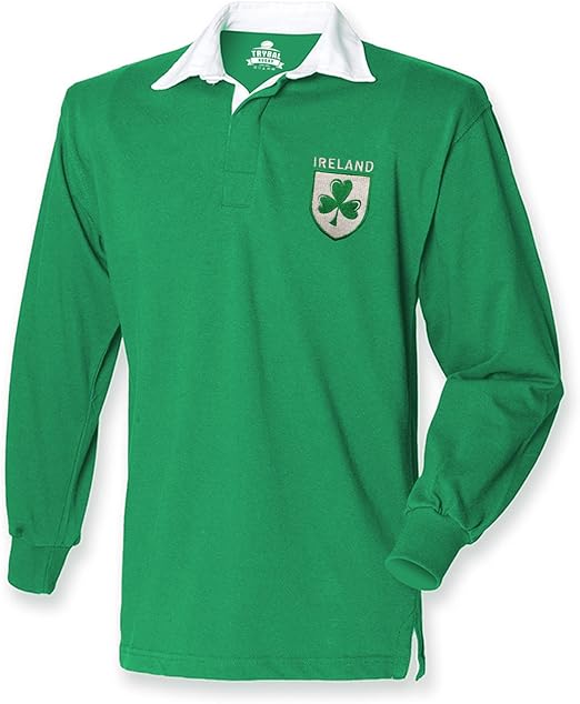 Ireland Retro Rugby Shirt Fans Jersey Shamrock Logo Mens 6 Nations Irish Amazon.co.uk Clothing