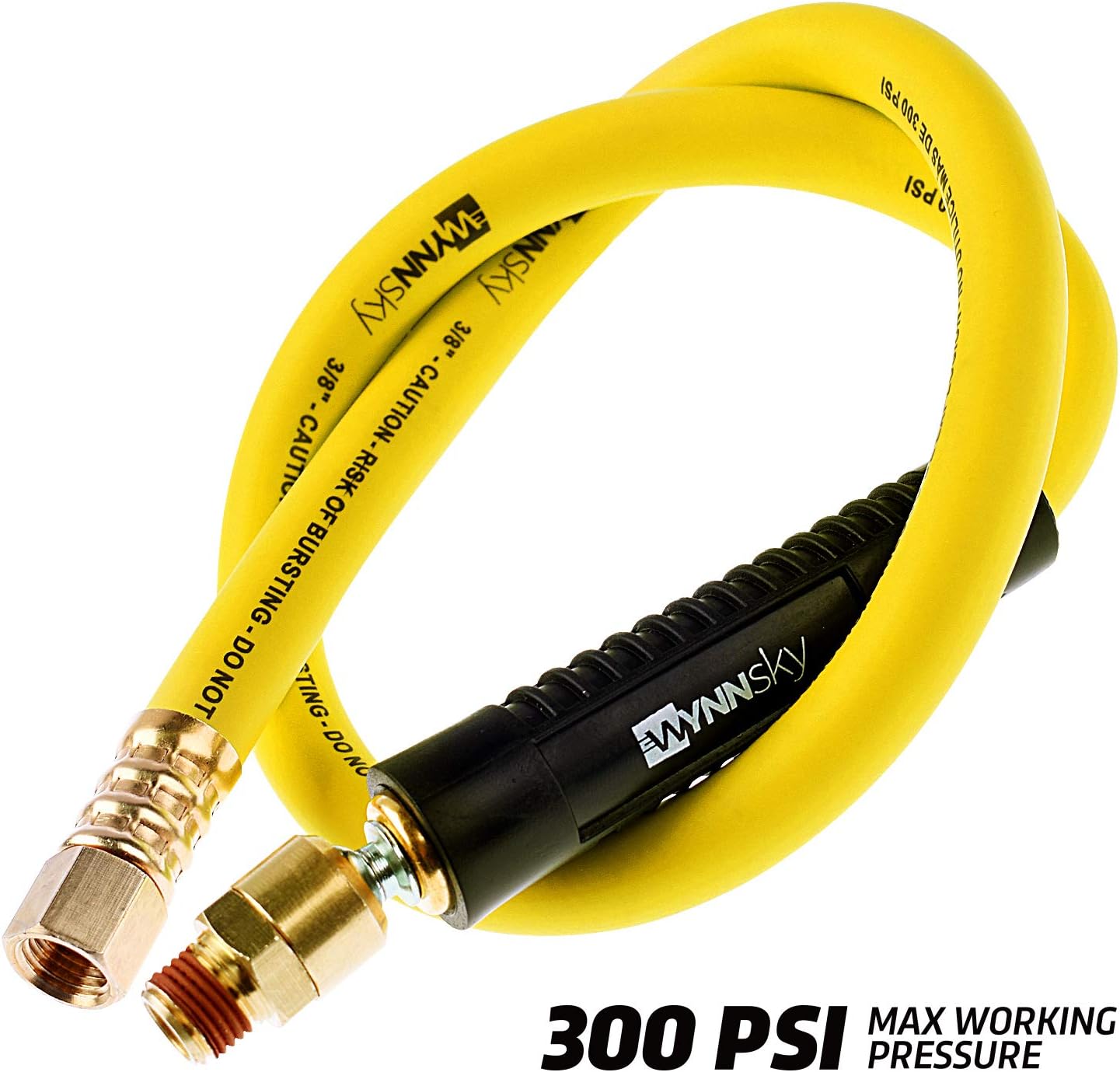 WYNNsky Hybrid Lead in Air Hose 3/8" X 30"(1/4 in. MNPT Ball Swivel x 1/4 in. FNPT Ends) 300 PSI Max Working Pressure, Heavy Duty Air Compressor Hose - - 
