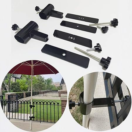 Amazon Com Jinhan Patio Umbrella Holder Clamp Outdoor Umbrella Base And Mount Attaches To Most Deck Railings With Vertical Balusters Black Segmented Type Garden Outdoor