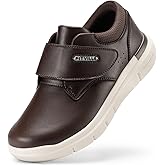 FitVille Diabetic Shoes for Men Extra Wide Comfortable Leather Walking Shoes Hook & Loop Orthopedic Dress Sneakers for Edema and Swollen Feet