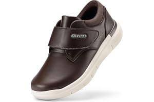 FitVille Diabetic Shoes for Men Extra Wide Slip-on Walking Shoes for Edema Hook & Loop Recovery Leather Oxford Shoes for Swol