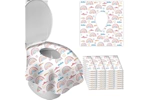 DEEKI 40 Pack Toilet Seat Covers Disposable, Safe No-Slip Waterproof for Kids Toddlers Use in Potty Training Public Restrooms Toilets, Portable Clean Covers for Adults Travel -Rainbow (40 Count)