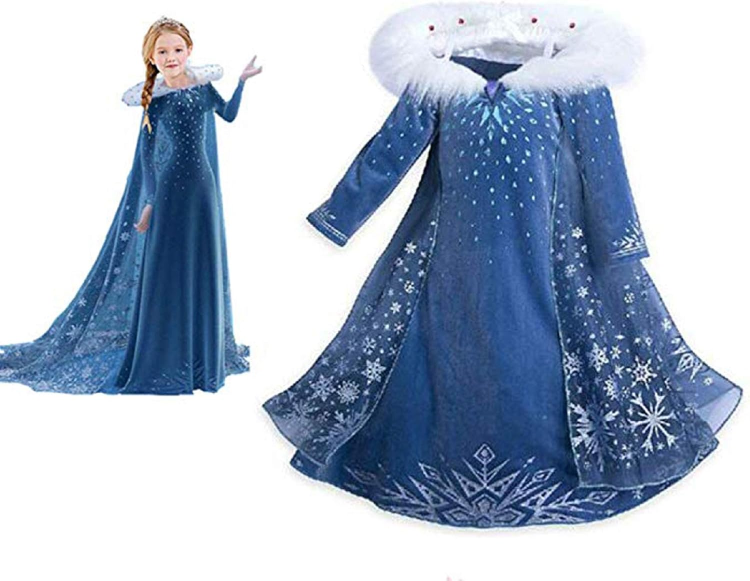 Snow Princess Costume Girls Halloween Cosplay Fancy Dress Queen Christmas Birthday