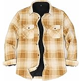 ThCreasa Mens Sherpa Fleece Lined Flannel Shirt Jacket Warm Button Down Plaid Shirt-Jac