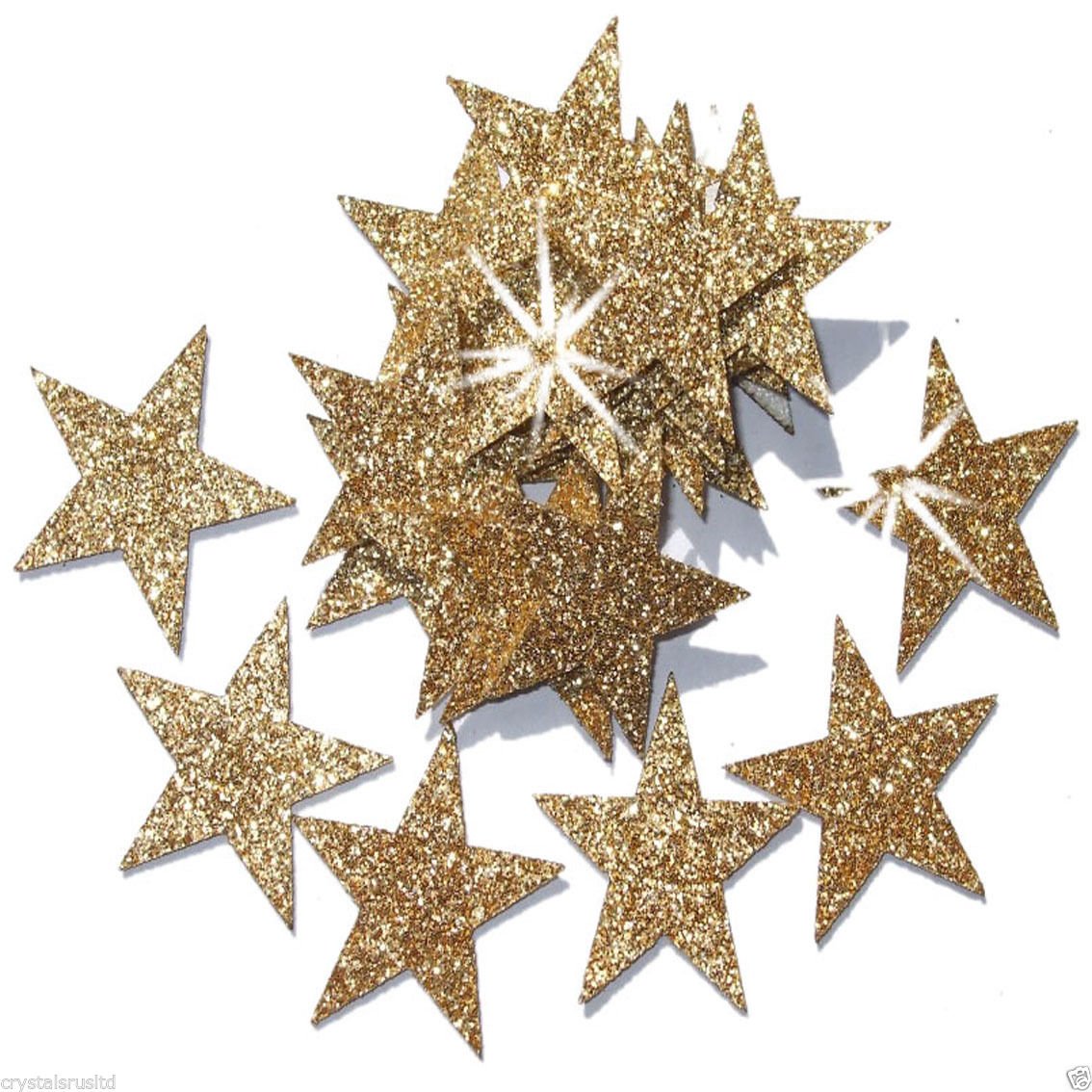 CrystalsRus 48 Gold 25mm Self Adhesive Glitter Star Sticker card making craft Diy christmas
