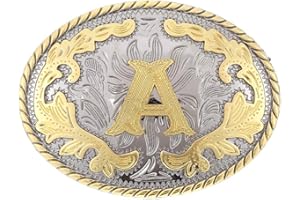 Western Belt Buckle Initial Letters ABCDEFG to Y-Cowboy Rodeo Gold Large Belt Buckle