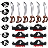 18PCS Pirate Accessories Set Role Play Captain Costume Decorations Hat*6 Eye Patch*6 Inflatable Pirate Sword*6 Halloween Costume