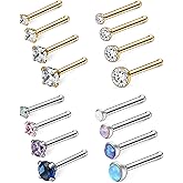 Ruifan 18G 1.5mm 2mm 2.5mm 3mm Round Diamond CZ Nose Bone Studs Rings Pin Piercing Jewelry 4-16PCS