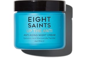 Eight Saints Skin Care Up the Anti Night Cream Face Moisturizer to Reduce Fine Lines and Wrinkles, Natural and Organic Anti Aging Cream For Face & Neck with Niacinamide and Hyaluronic Acid, 2 Ounces