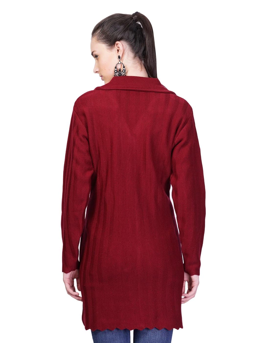 montrex maroon designer long coat for women