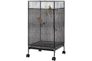 TUCNOEU Large Bird Cage Seed Cather, Adjustable Drawstring Bird Cage Net Cover, Black Soft Breathable Birdcage Skirt Guard for Parrot Parakeet Macaw African Round Square Cages Cover(1pcs, 118 x 31 inches)