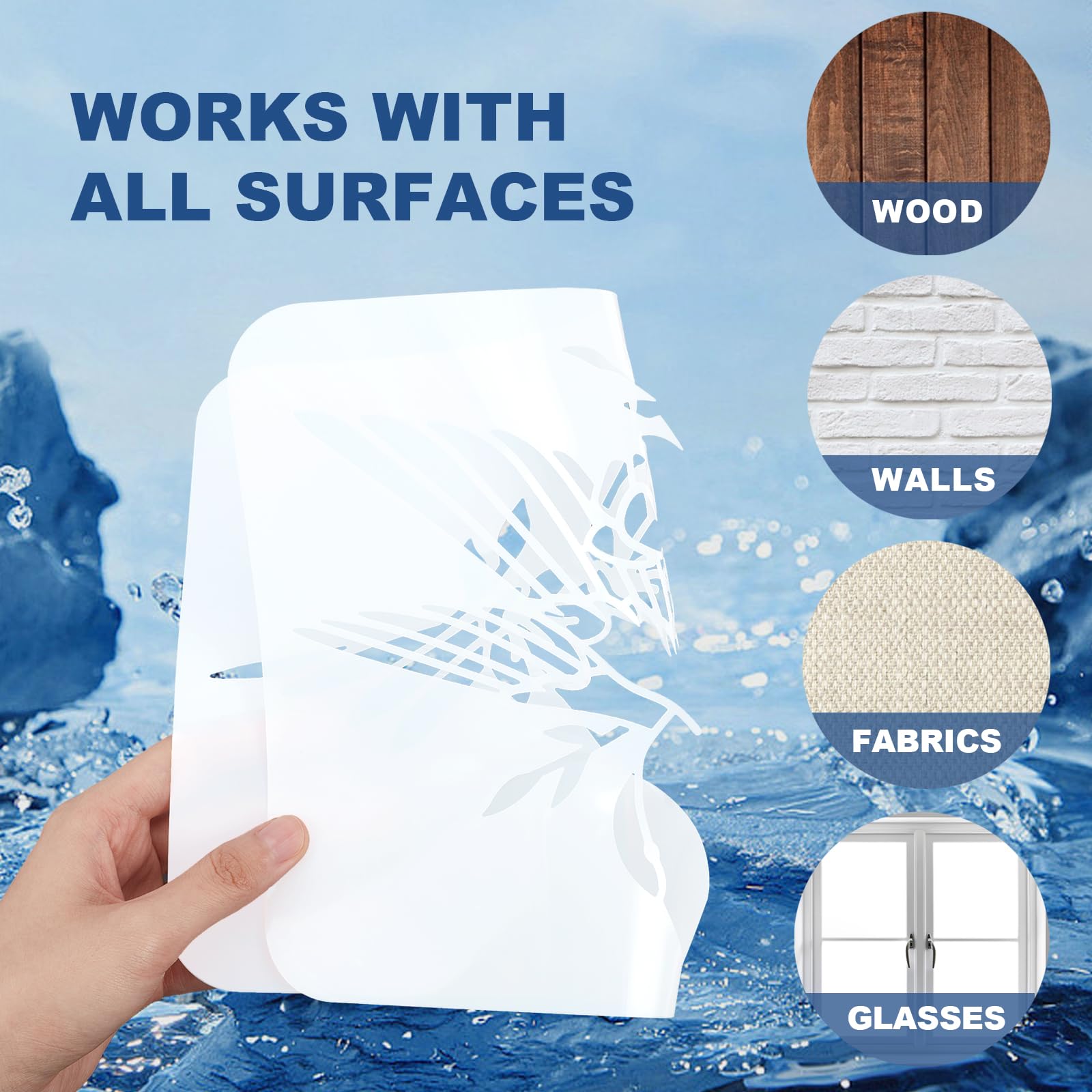 MAYJOYDIY 7 Styles Lightning Stencil 11.8×11.8inch Lightning Bolt Painting Stencil with Paint Brush Reusable Weather Nature Storm Drawing Templates for Wood Canvas Paper Fabric Wall Glass