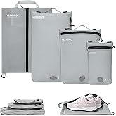 YEEKORO 4 Set Vacuum Bags for Travel, Professional Reusable Organizer Bag with IPX8 Waterproof Zipper, Compression Bag for Suitcases, Durable Seal Space Saver Bags -Traveling Essentials (Grey,No Pump)