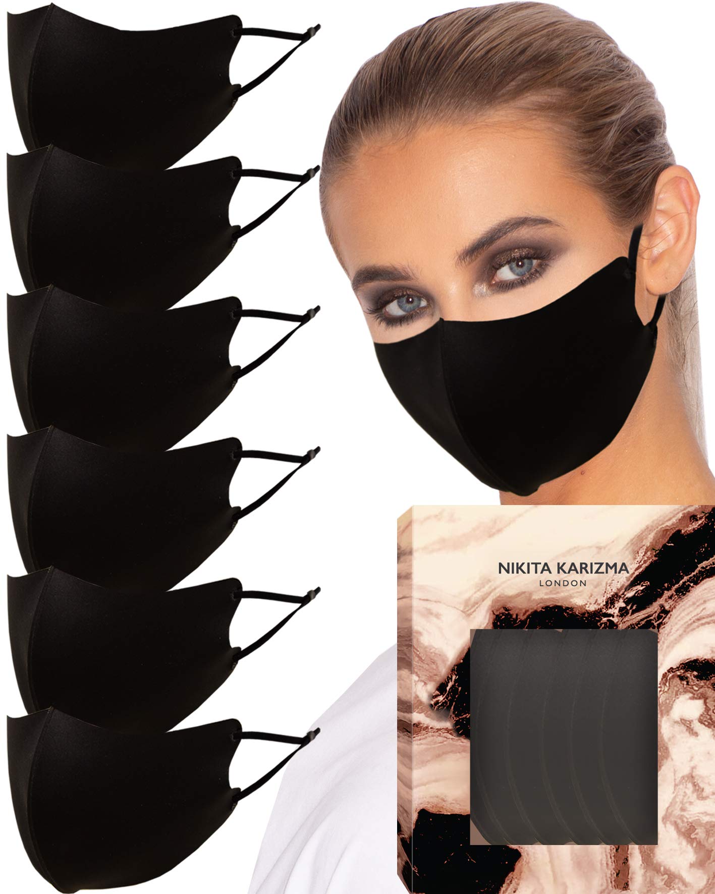 KARIZMA Face Wardrobe in Black Fabric Face Masks 6 Pieces Black Everyday Monday to Sunday