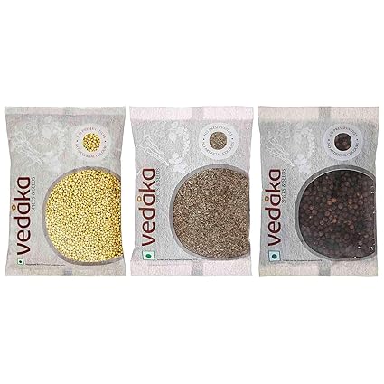 Amazon Brand-Vedaka Coriander Seed 200g+Carom ajwain 100g+Black Peppercorn 100g Combo Pack