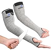 OriStout Cut Resistant Farmers Sleeves with Thumb Hole, Arm Protectors for Thin Skin and Bruising, for Gardening, Welding, Kitchen, Arm Guards for Biting, Pet Grooming, Grey, 1 Pair